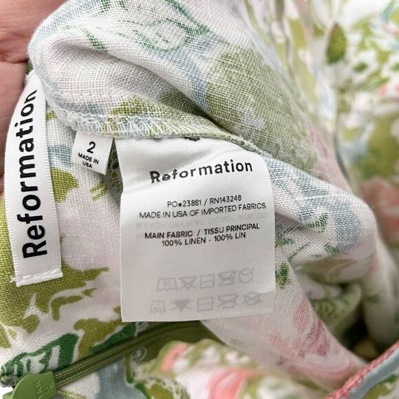 REFORMATION Pinegrove Linen Pants Women’s Size 2 Floral Print High Rise Cropped - Picture 9 of 10